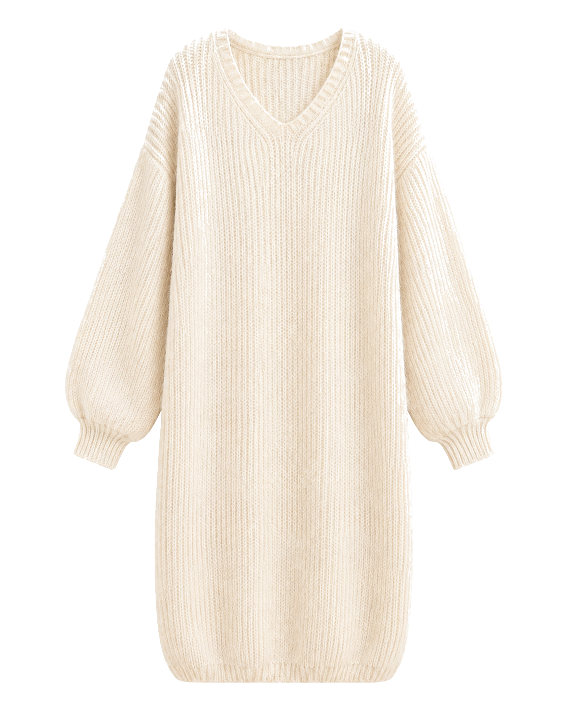 Mohair truijurk met V-hals, crème #cream #crème