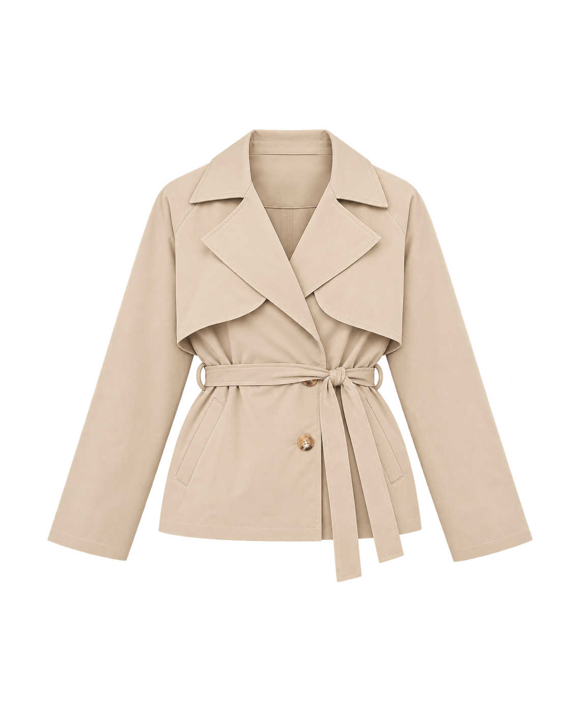 Korte trenchcoat met ceintuur, beige #beige