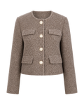 Tweed jasje met gouden knopen, taupe