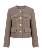 Tweed jasje met gouden knopen, taupe