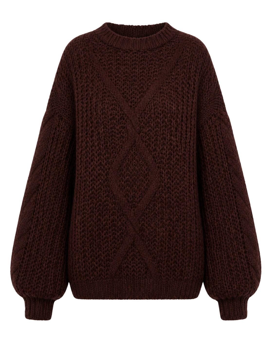 Kabeltrui met grove steek, bruin #brown #bruin