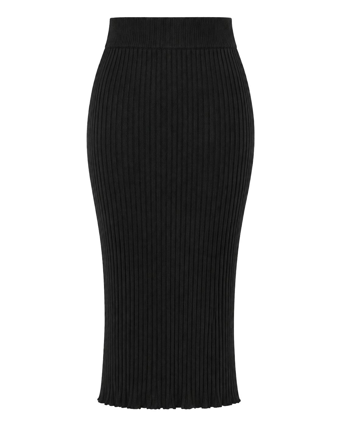 Geribde midi-rok met split achter, zwart #black #zwart