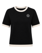 Gebreid T-shirt Dames met Contrasterende Biezen