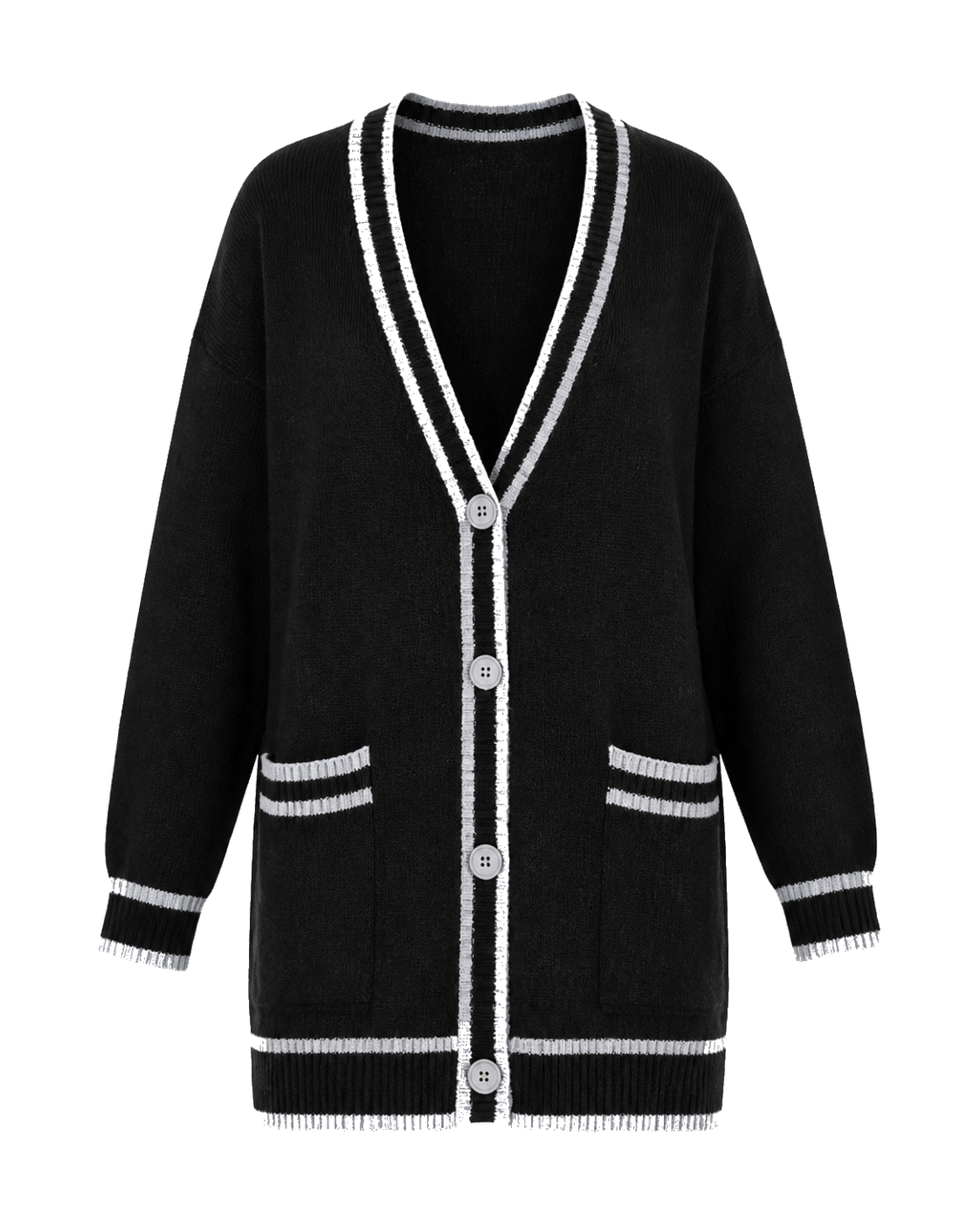 Vest met contrasterende boorden, zwart #black #zwart