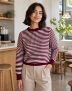 Gestreepte Trui Dames Bordeaux Gebreid
