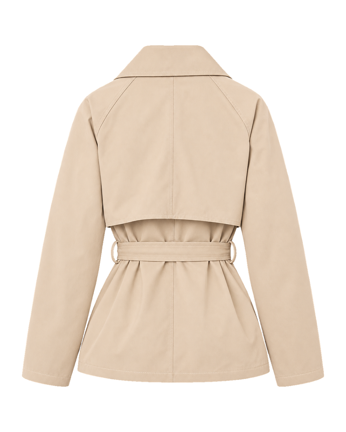 Korte trenchcoat met ceintuur, beige — achterkant #beige