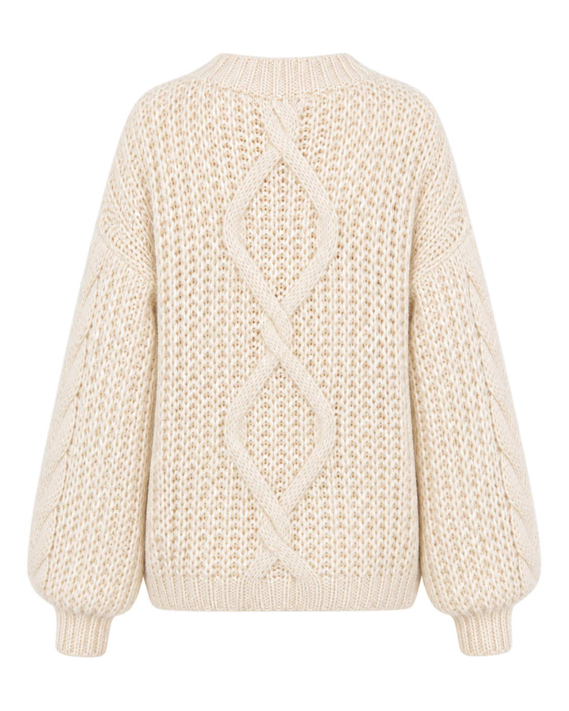 Kabeltrui met grove steek, crème — achterkant #cream #crème