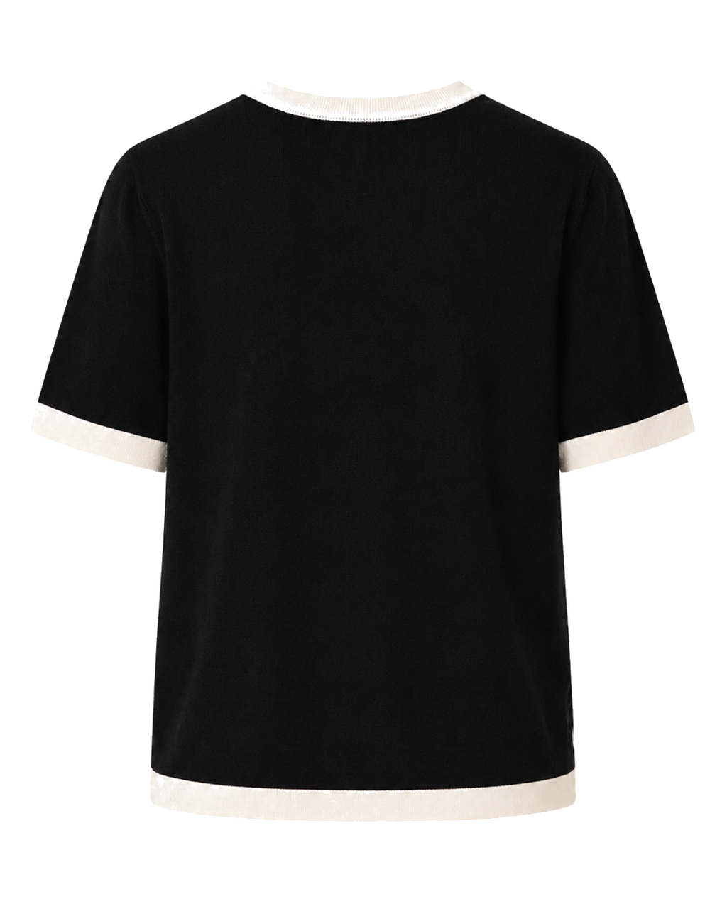 Gebreid T-shirt Dames met Contrasterende Biezen