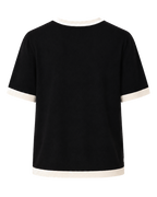 Gebreid T-shirt Dames met Contrasterende Biezen