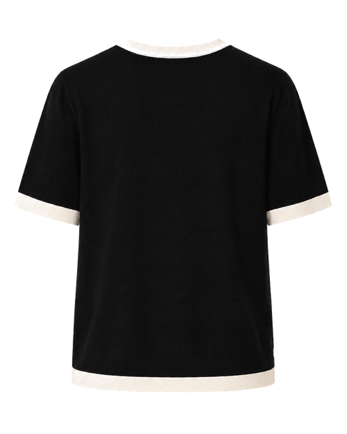 Gebreid T-shirt Dames met Contrasterende Biezen