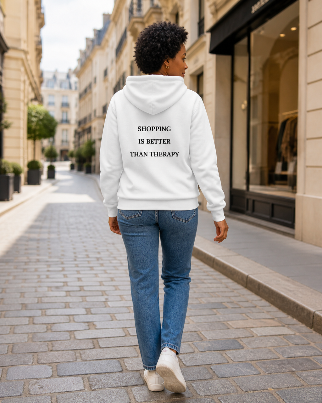 Model met Jovida hoodie wit #white #wit