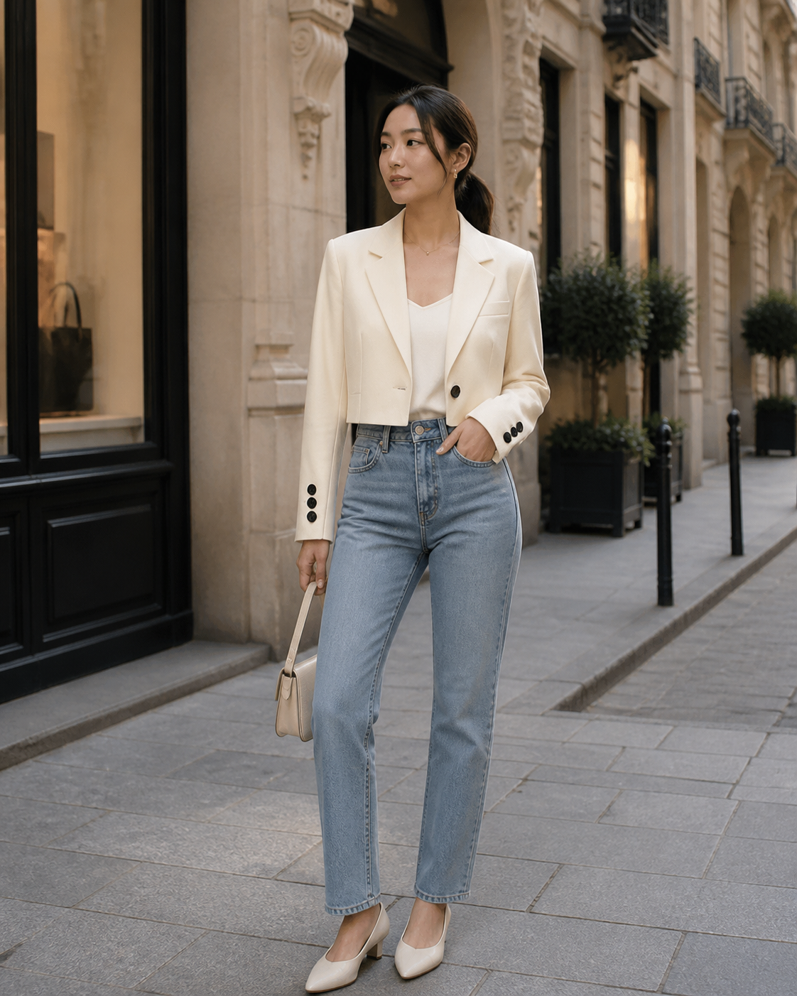 Korte blazer, beige — tweede aanzicht #beige