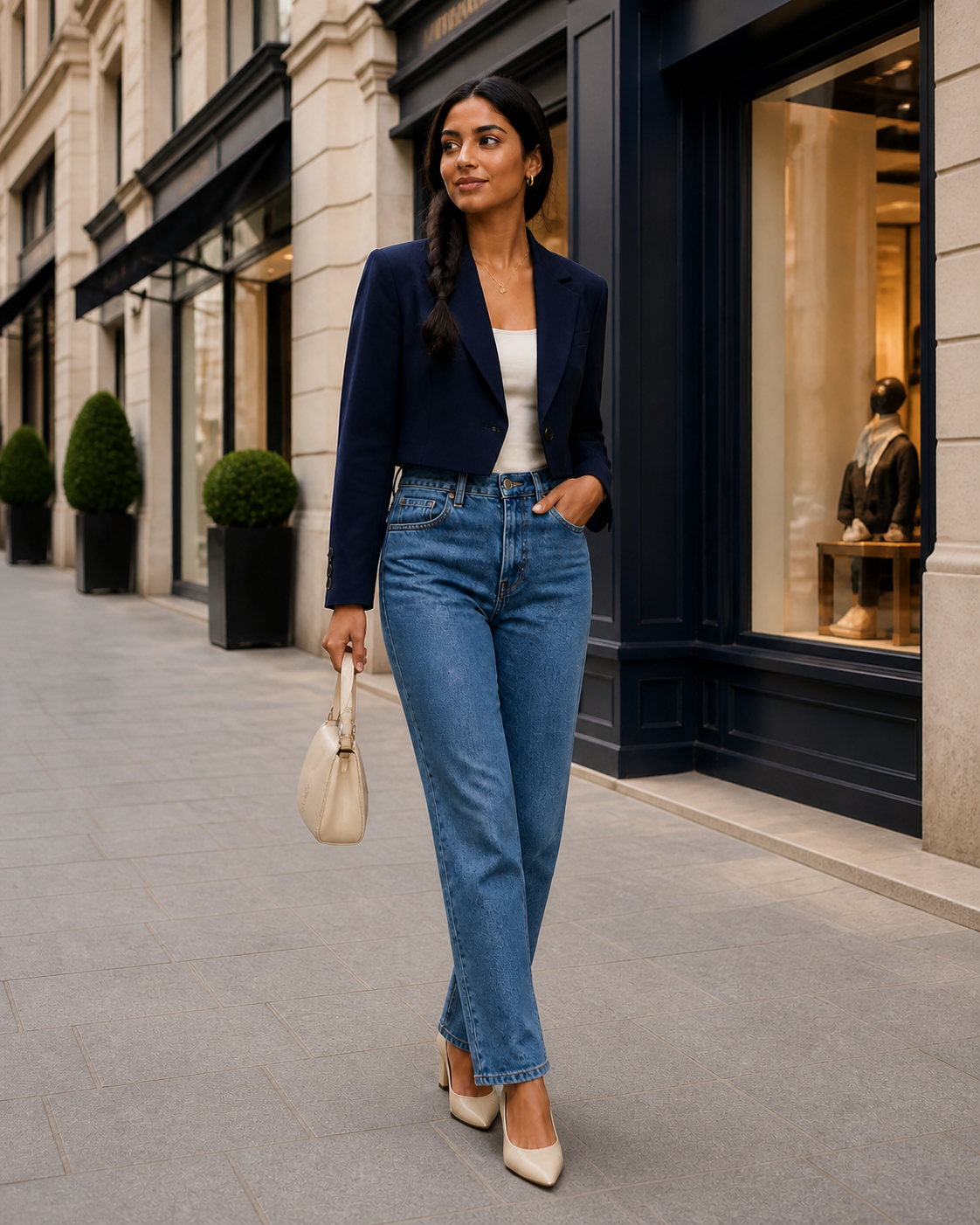 Korte blazer, marineblauw — tweede aanzicht #navy #marineblauw