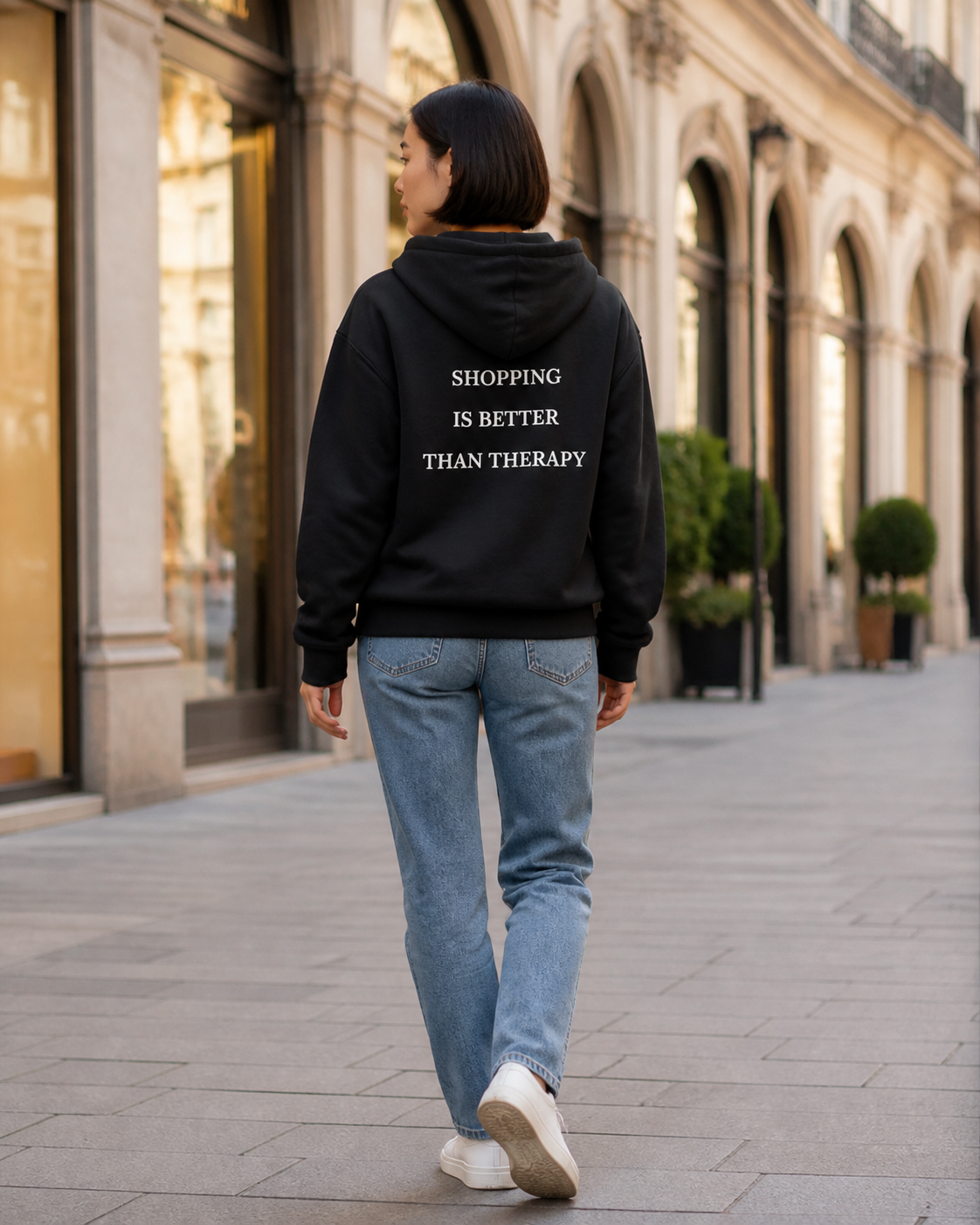 Model met Jovida hoodie zwart #black #zwart