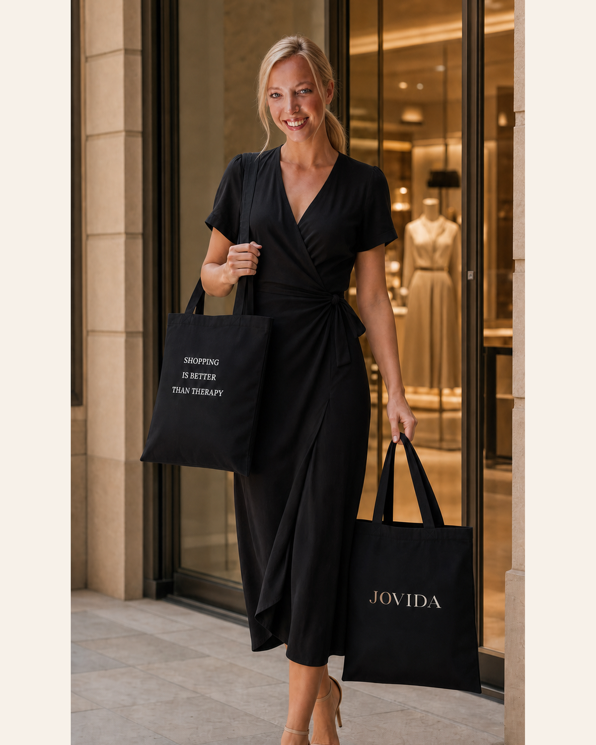 Model met Jovida tote zwart #black #zwart