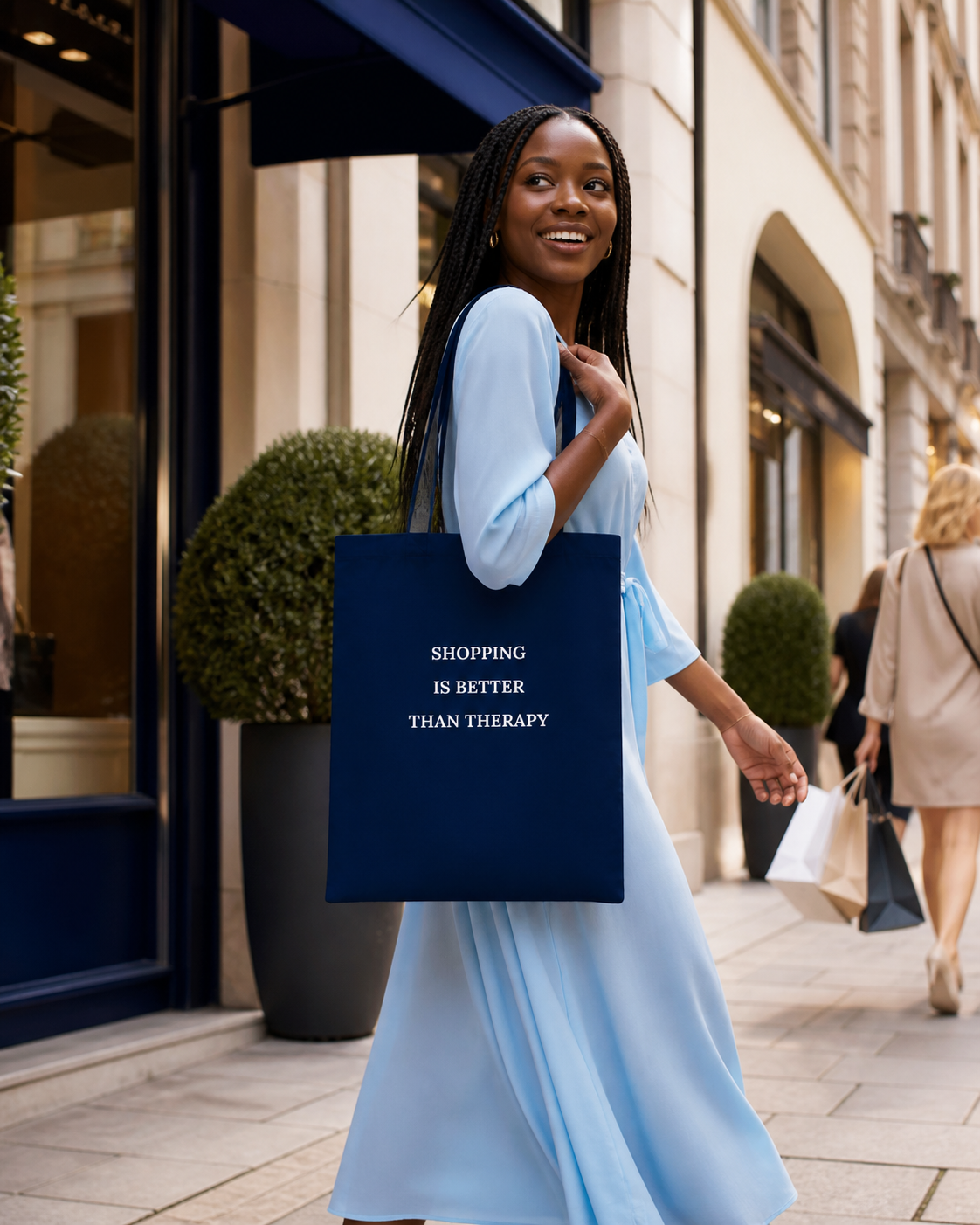 Model met Jovida tote donkerblauw #navy #marineblauw