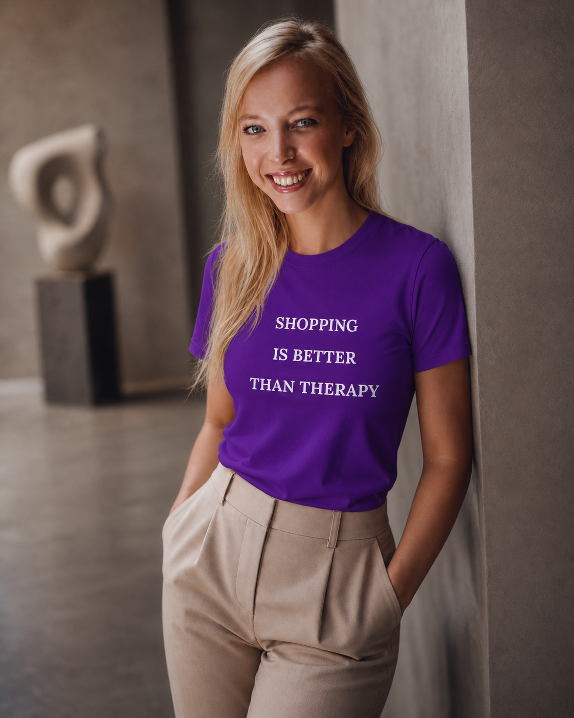 Model met Jovida T-shirt paars #team-purple #paars