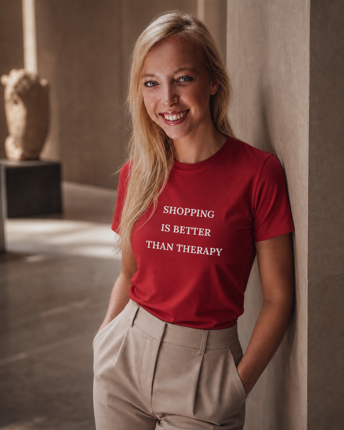 Model met Jovida T-shirt rood #red #rood