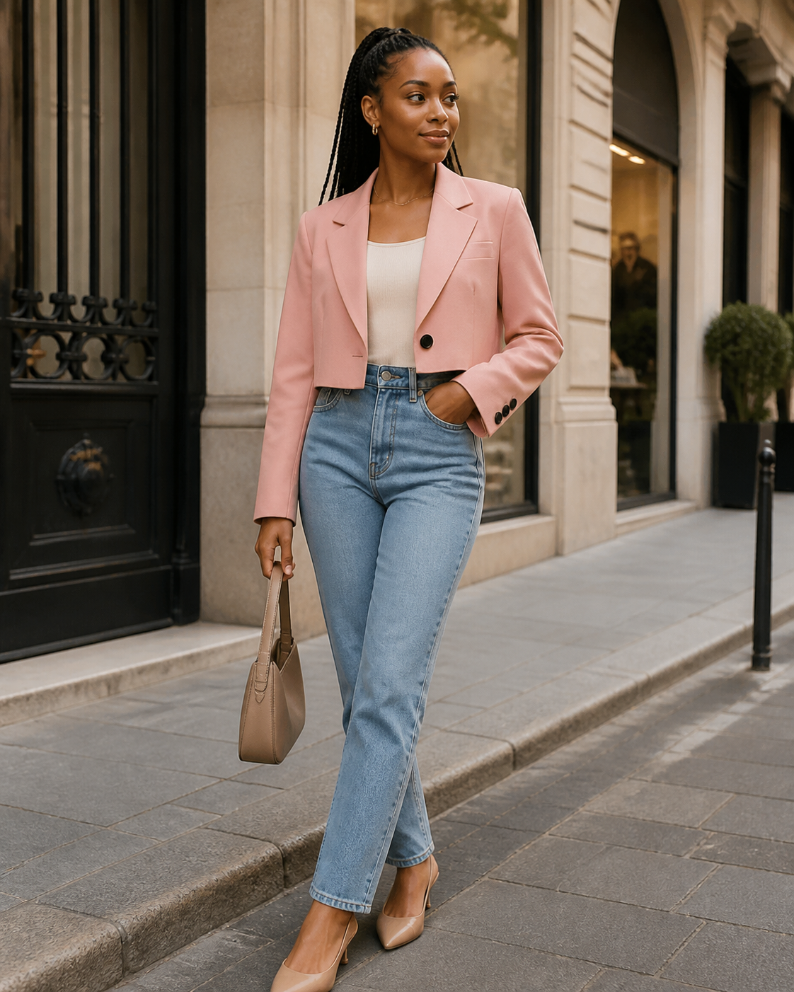 Korte blazer, roze — tweede aanzicht #pink #roze