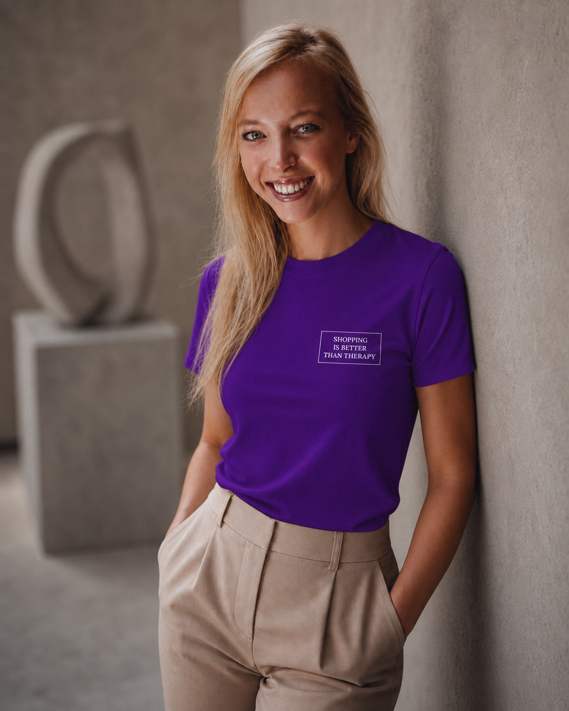 Model met Jovida T-shirt paars #team-purple #paars