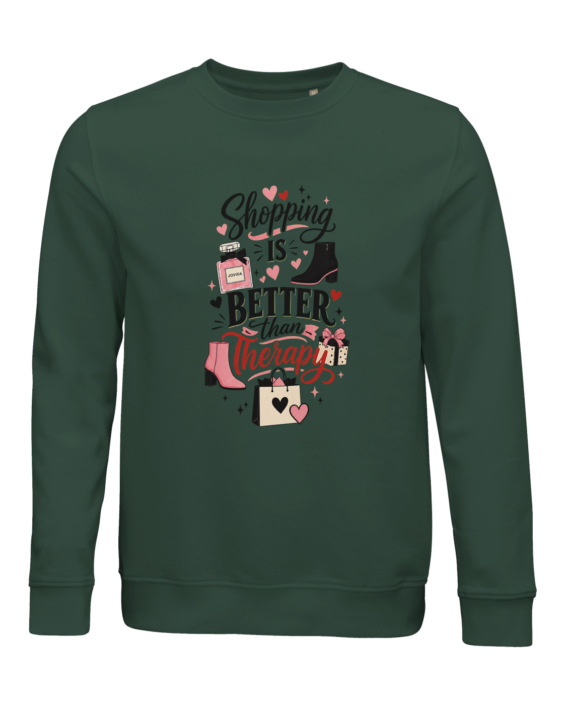 Jovida sweatshirt met hartjesprint, flessengroen #bottle-green #flessengroen