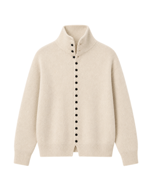 Gebreid vest met opstaande kraag, beige #beige
