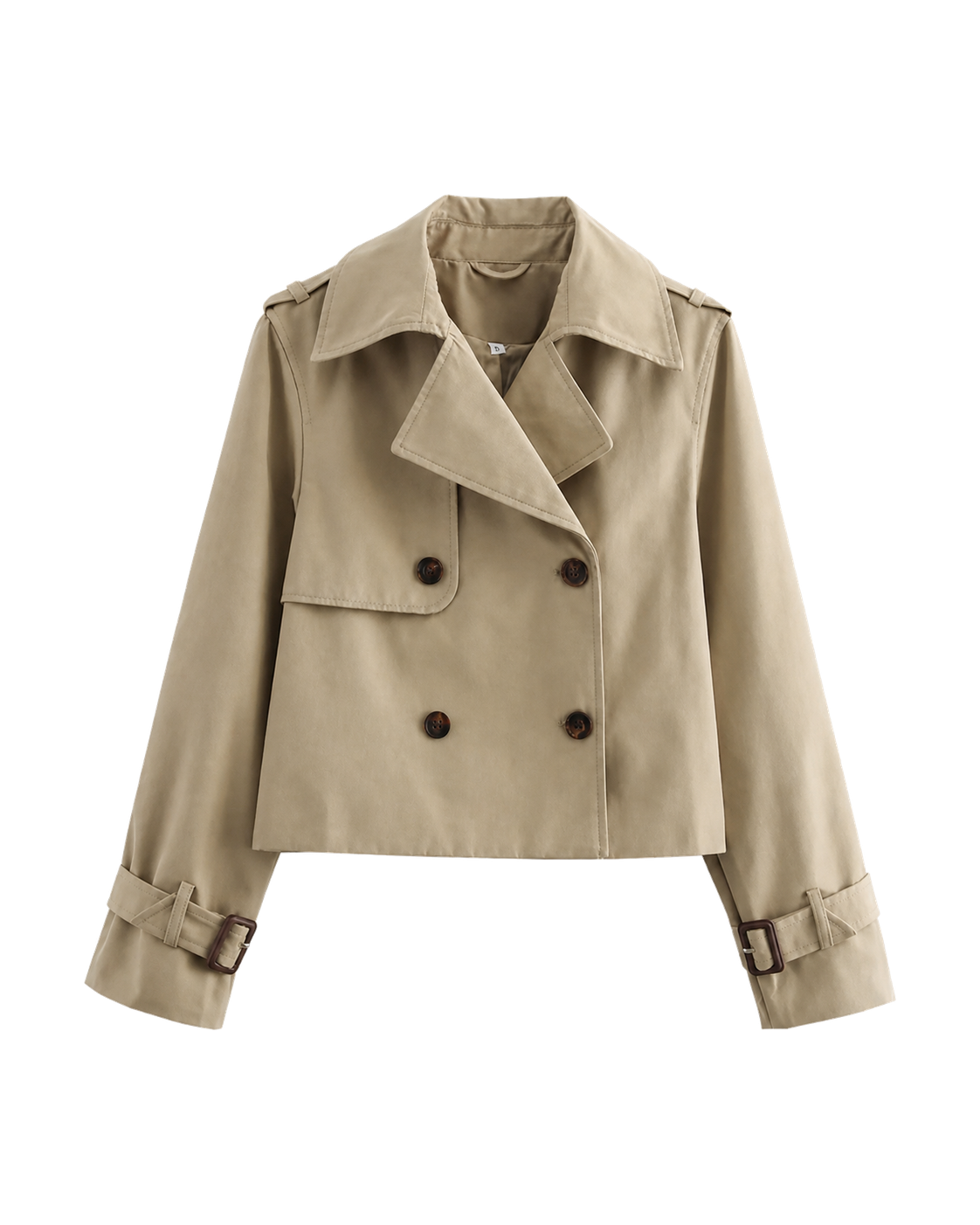 Cropped trenchcoat met dubbele knoopsluiting, khaki #khaki