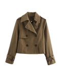 Cropped trenchcoat met dubbele knoopsluiting, bruin #brown #bruin