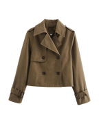 Cropped trenchcoat met dubbele knoopsluiting, bruin #brown #bruin