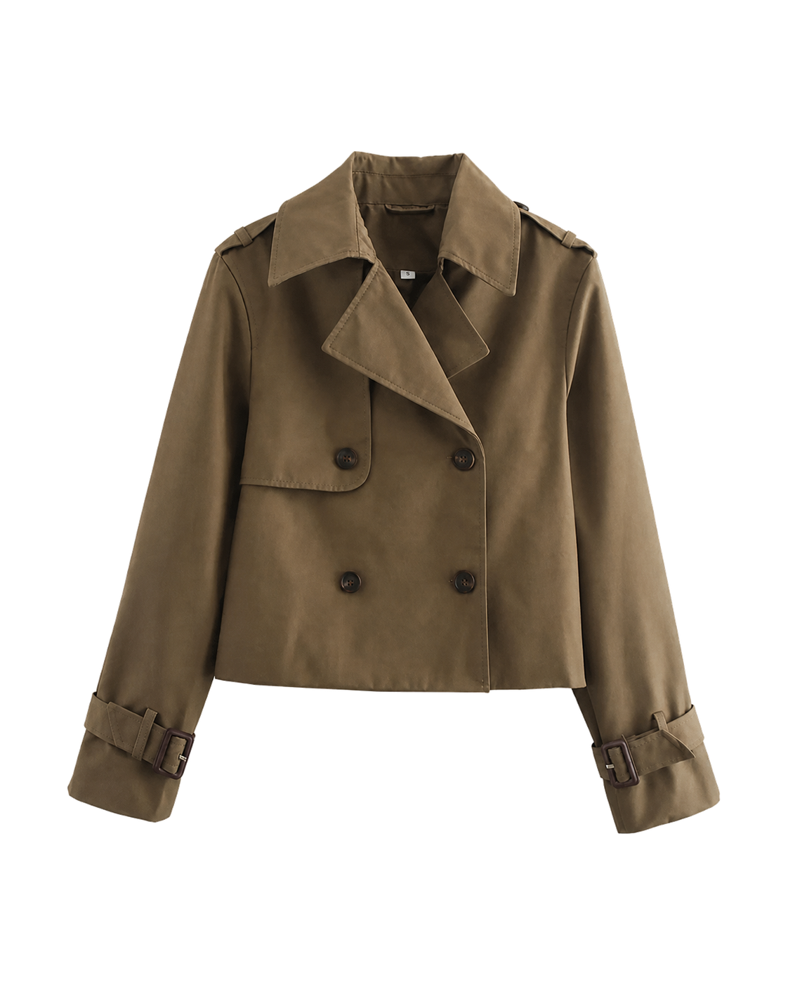 Cropped trenchcoat met dubbele knoopsluiting, bruin #brown #bruin