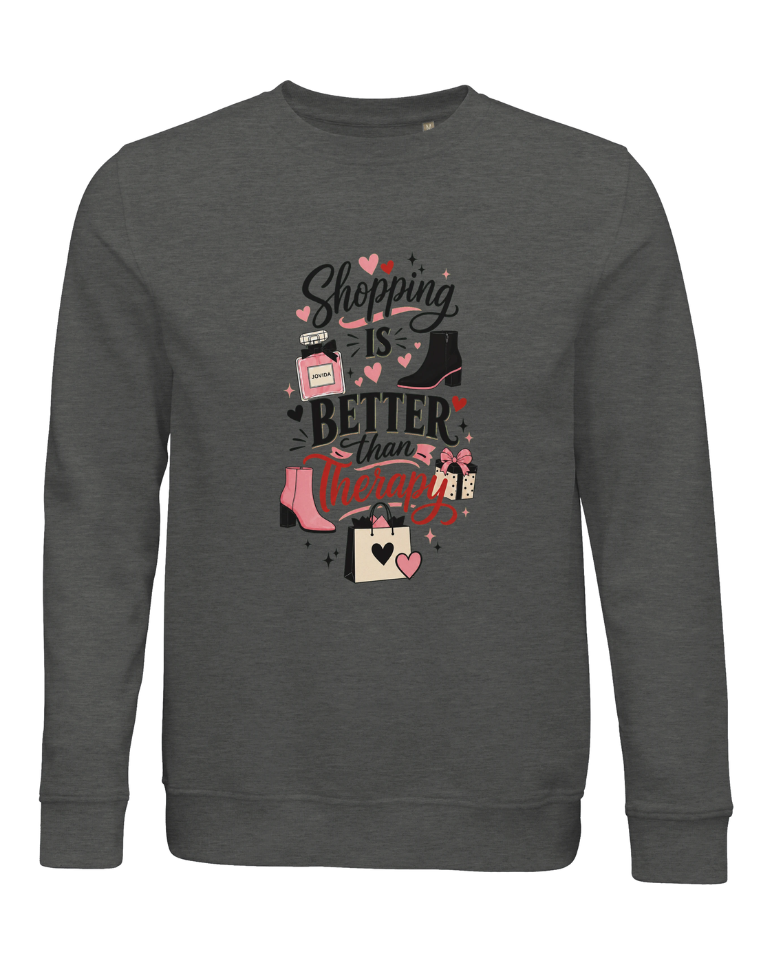 Jovida sweatshirt met hartjesprint, gemêleerd grijs #grey-melange #gemêleerd-grijs