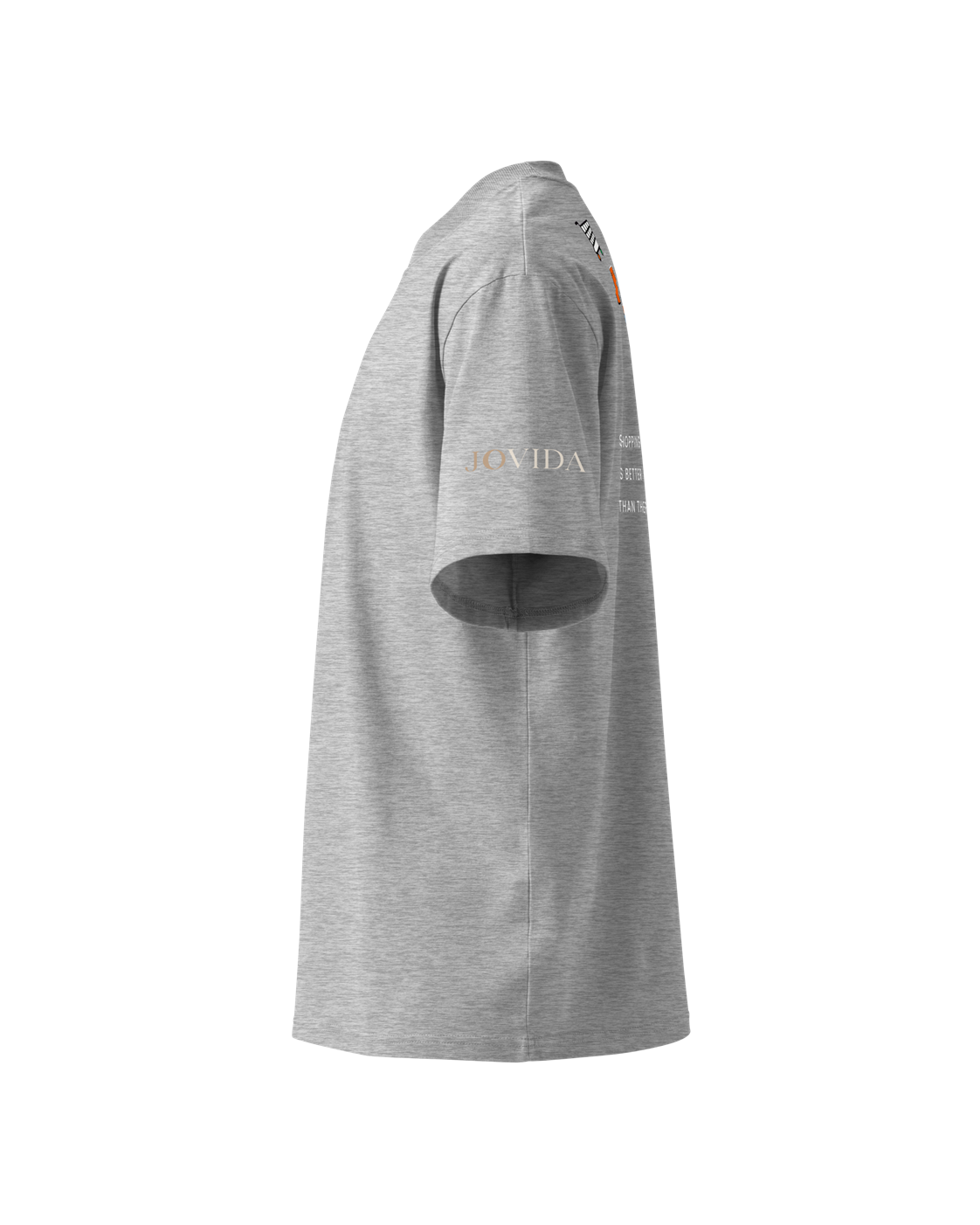 Oversized T-shirt met shopping-print, gemêleerd grijs — linkerzijde #heather-grey #gemêleerd-grijs