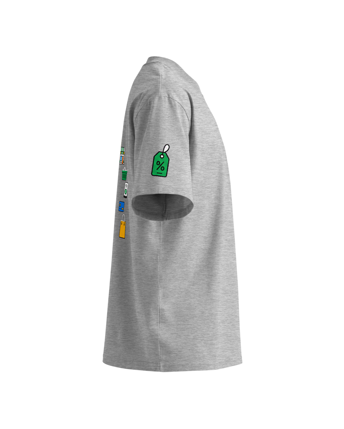 Oversized T-shirt met shopping-print, gemêleerd grijs — rechterzijde #heather-grey #gemêleerd-grijs
