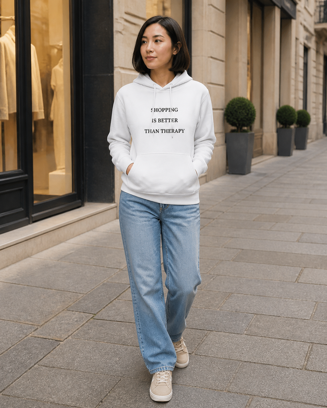 Model met Jovida hoodie wit #white #wit