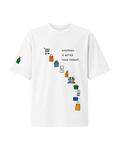 T-shirt Dames Oversized Print Voorkant Shopping Is Better Than Therapy