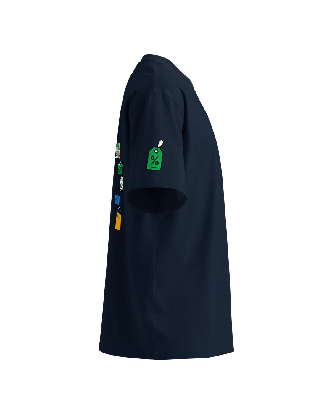 Oversized T-shirt met shopping-print, marineblauw — rechterzijde #french-navy #marineblauw