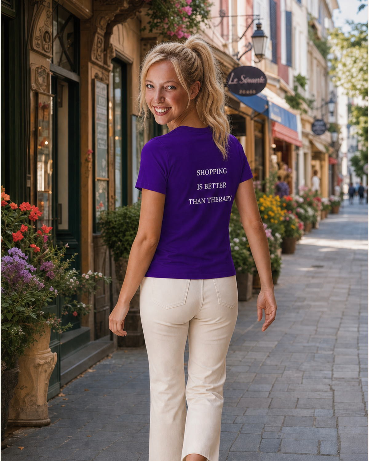 Model met Jovida T-shirt paars #team-purple #paars