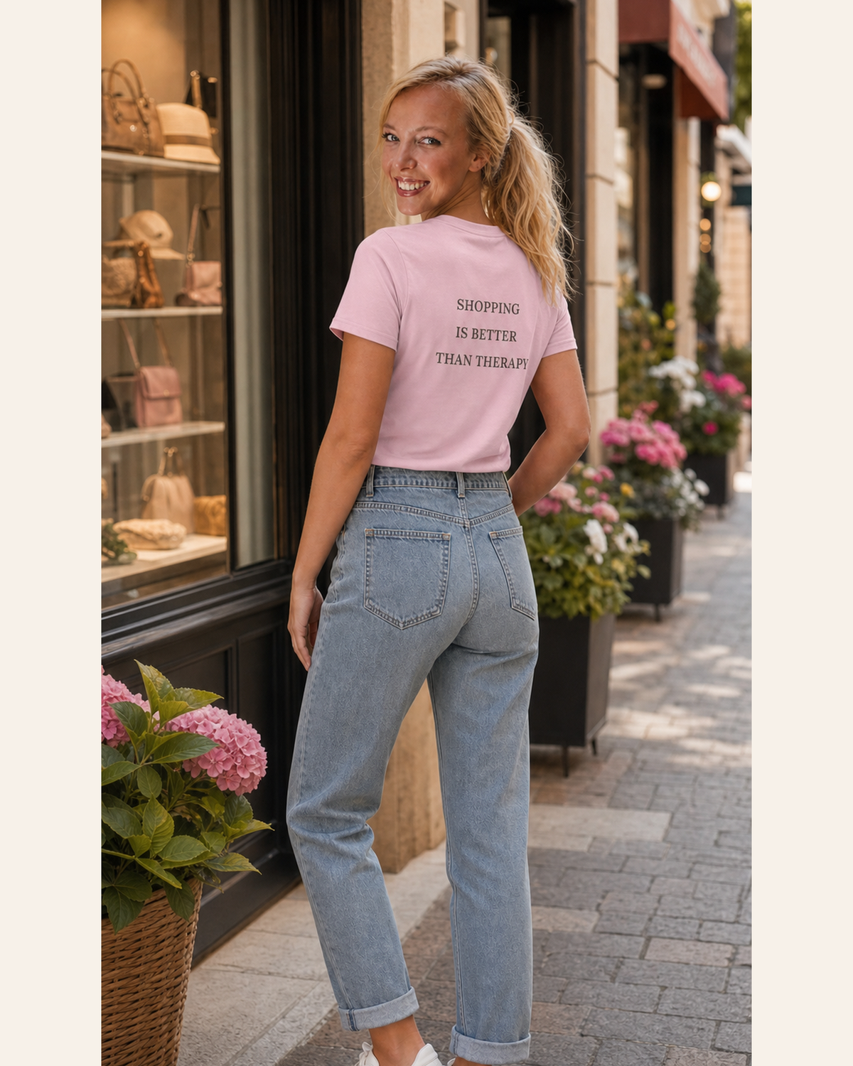 Model met Jovida T-shirt roze #pink #roze
