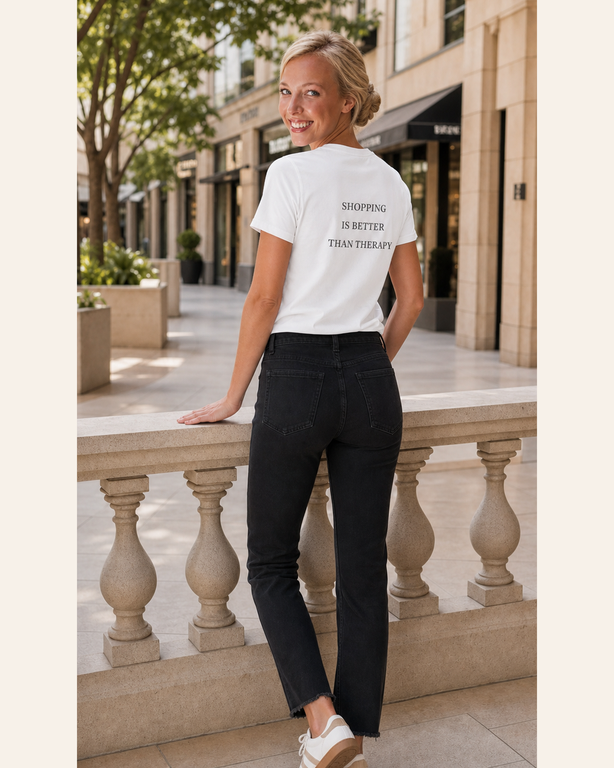 Model met Jovida T-shirt wit #white #wit