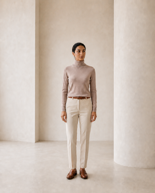 Coltrui basic slim fit, zand — tweede aanzicht #sand #zand
