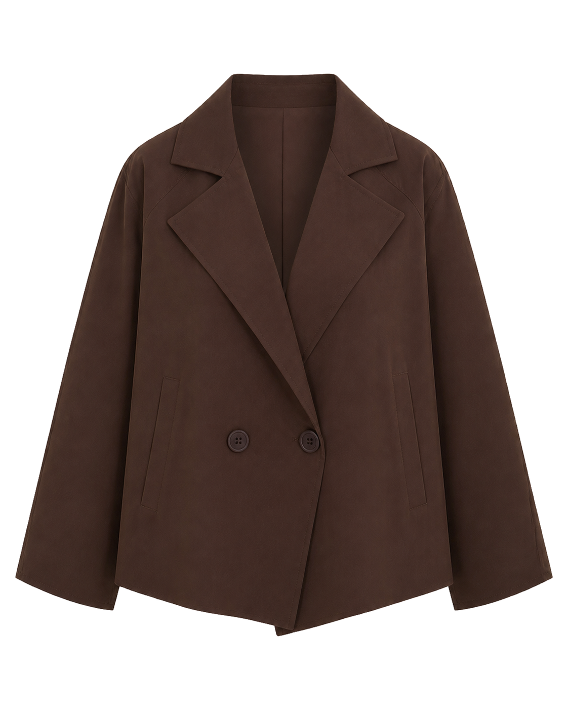 Korte mantel met dubbele knoopsluiting, bruin #brown #bruin