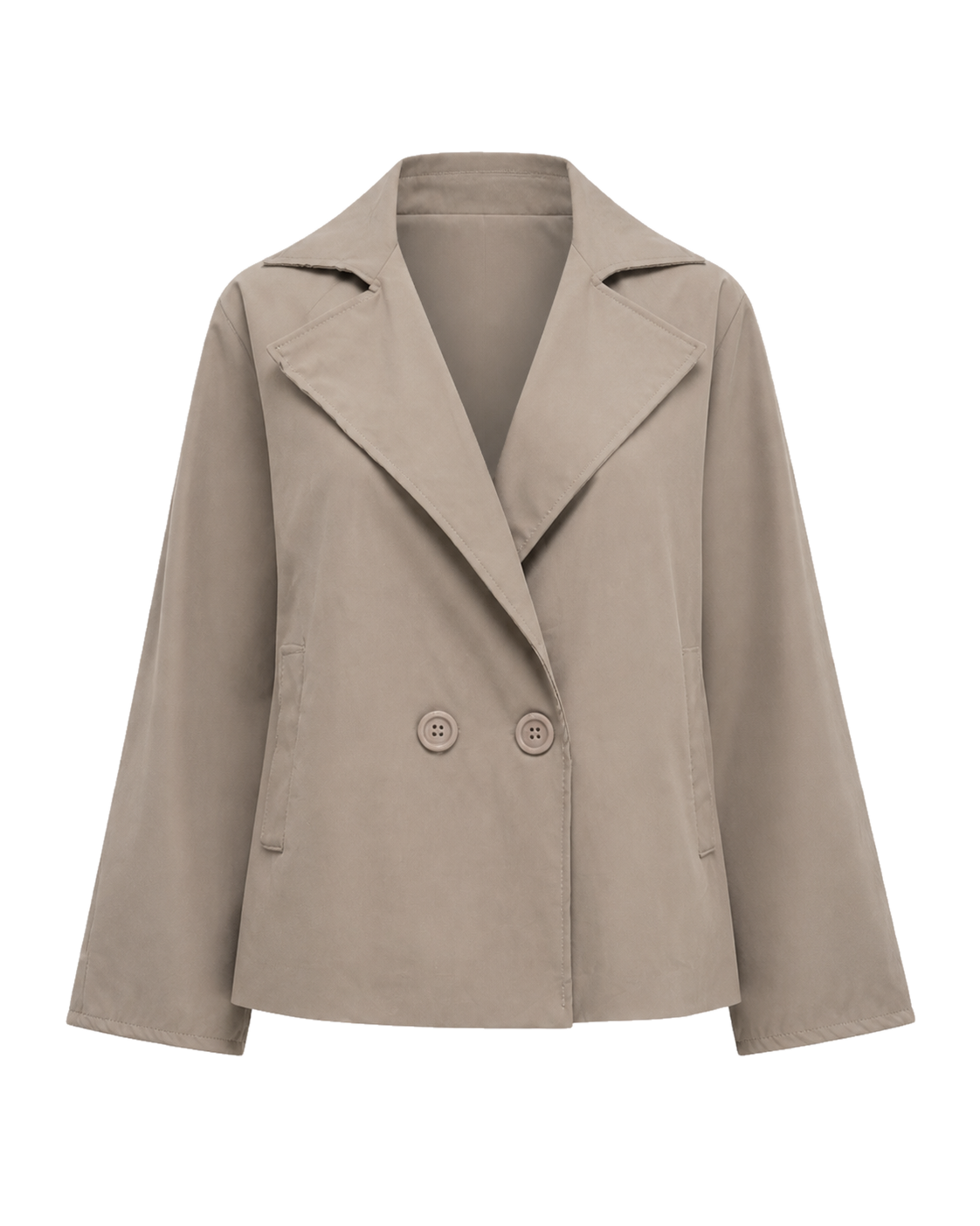 Korte mantel met dubbele knoopsluiting, taupe #taupe