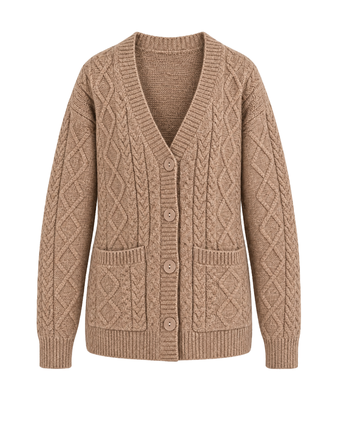 Kabelvest met zakken, beige #beige