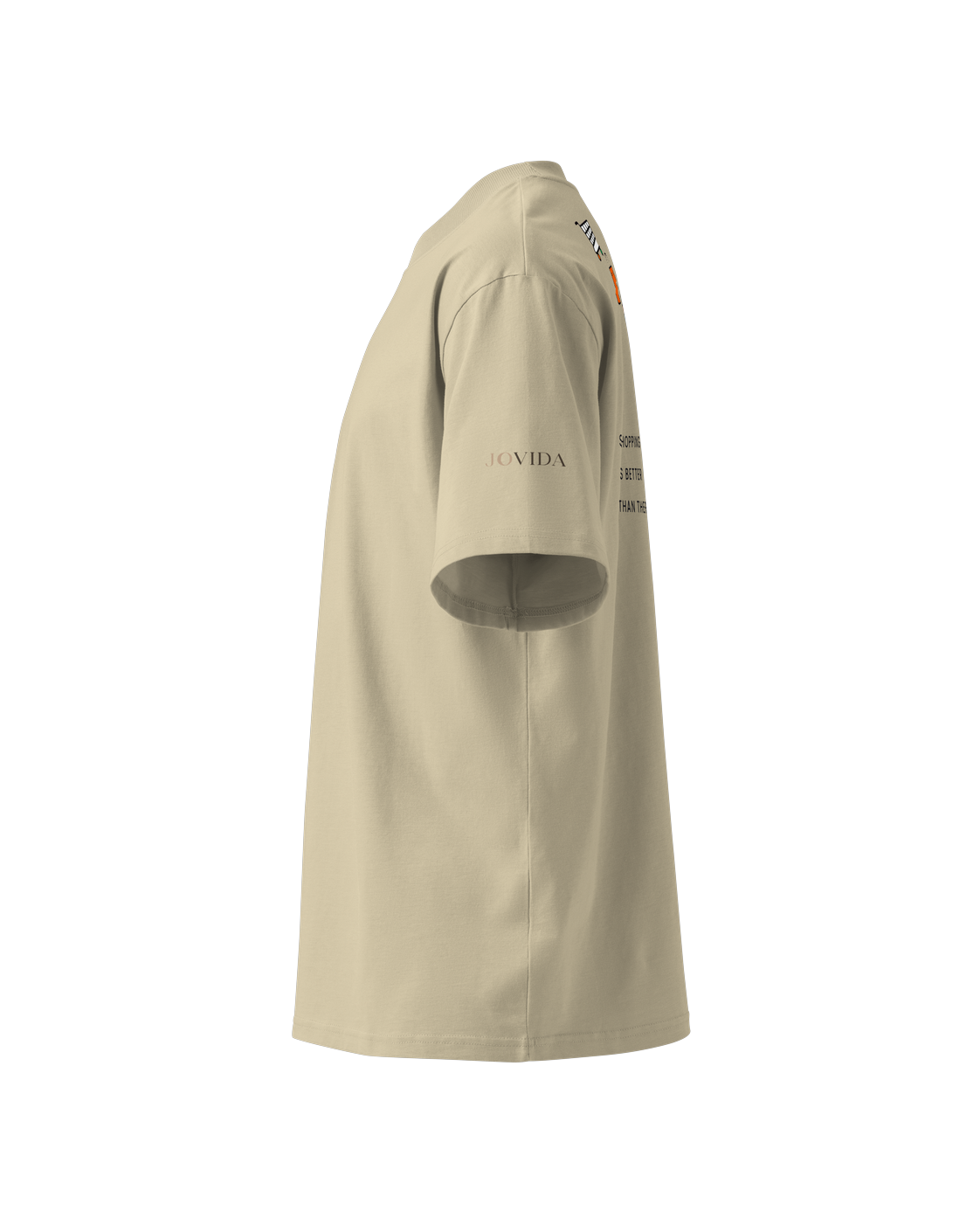 Oversized T-shirt met shopping-print, steengrijs — linkerzijde #stone #steengrijs
