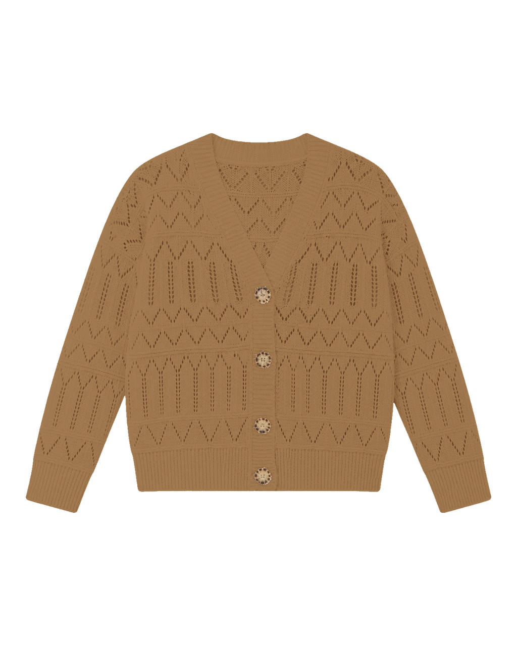 Opengewerkt knoopvest, camel #camel