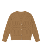 Opengewerkt knoopvest, camel #camel