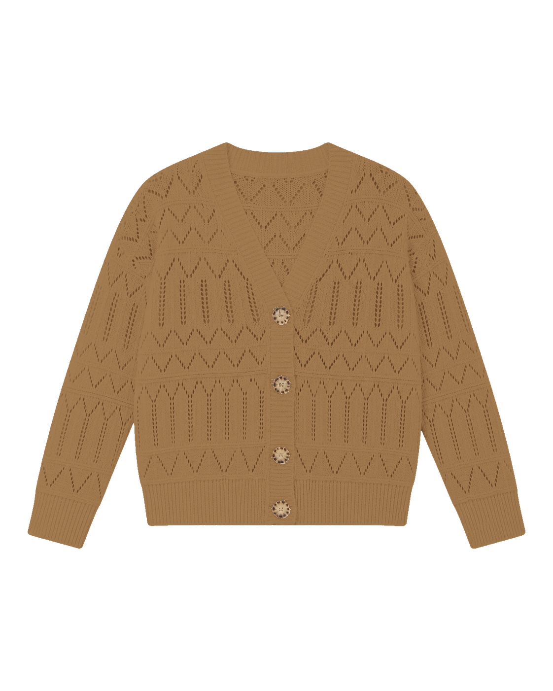 Opengewerkt knoopvest, camel #camel
