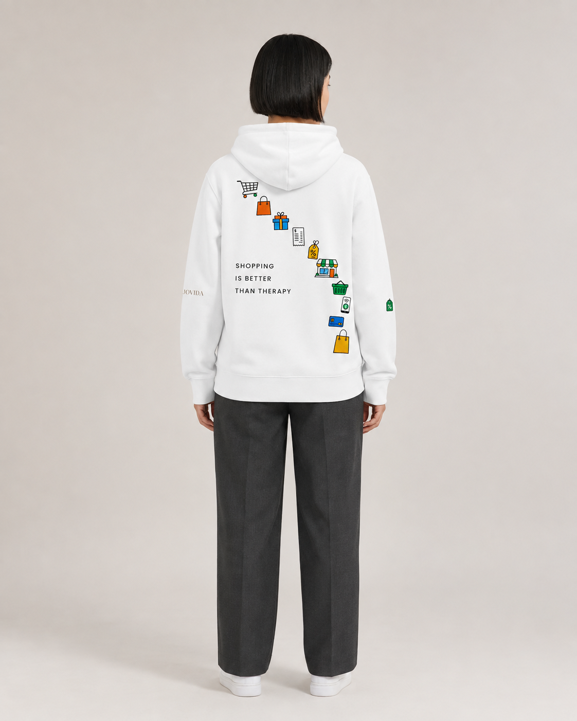 Hoodie Dames Oversized Rugprint Licht Shopping Is Better Than Therapy