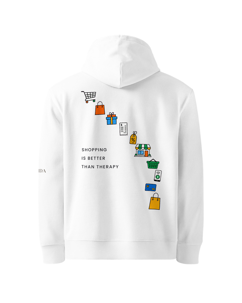 Hoodie Dames Oversized Rugprint Licht Shopping Is Better Than Therapy