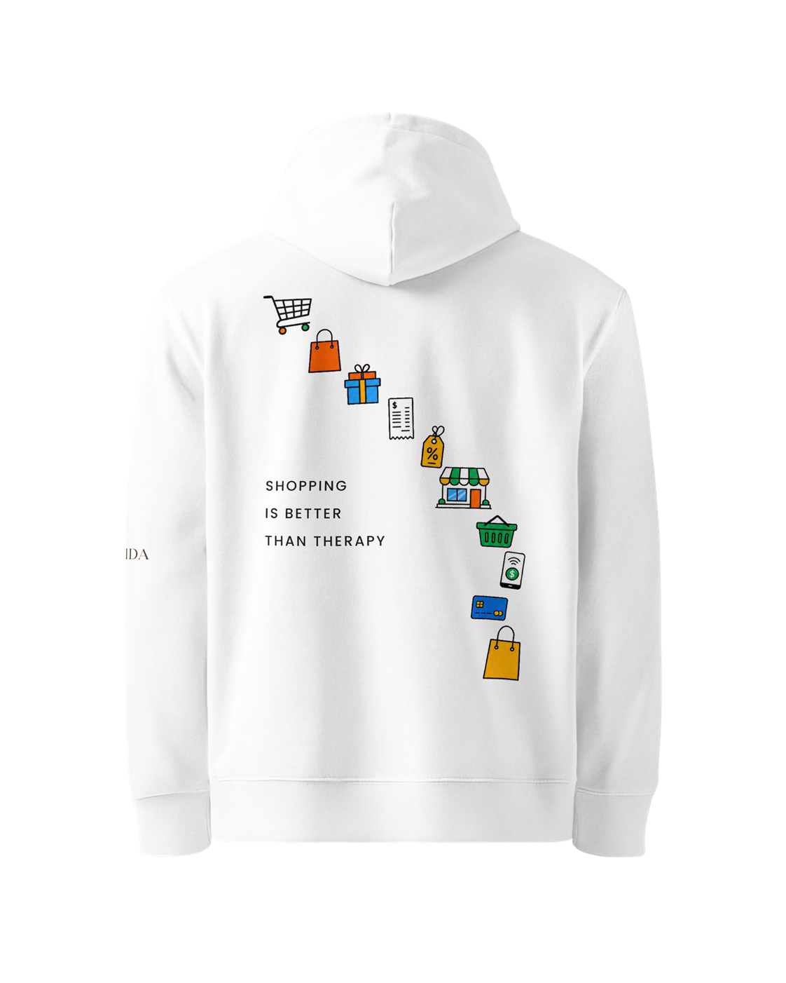 Hoodie Dames Oversized Rugprint Licht Shopping Is Better Than Therapy
